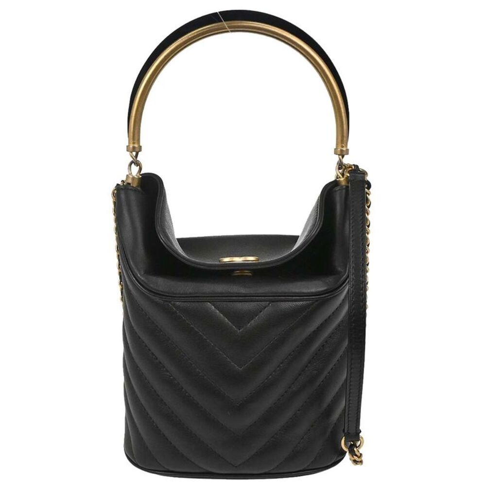 Chanel Handle With Chic Bucket Chevron Lambskin Black Leather Handbag